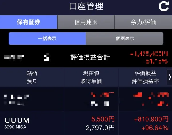 UUUM株の保有状況