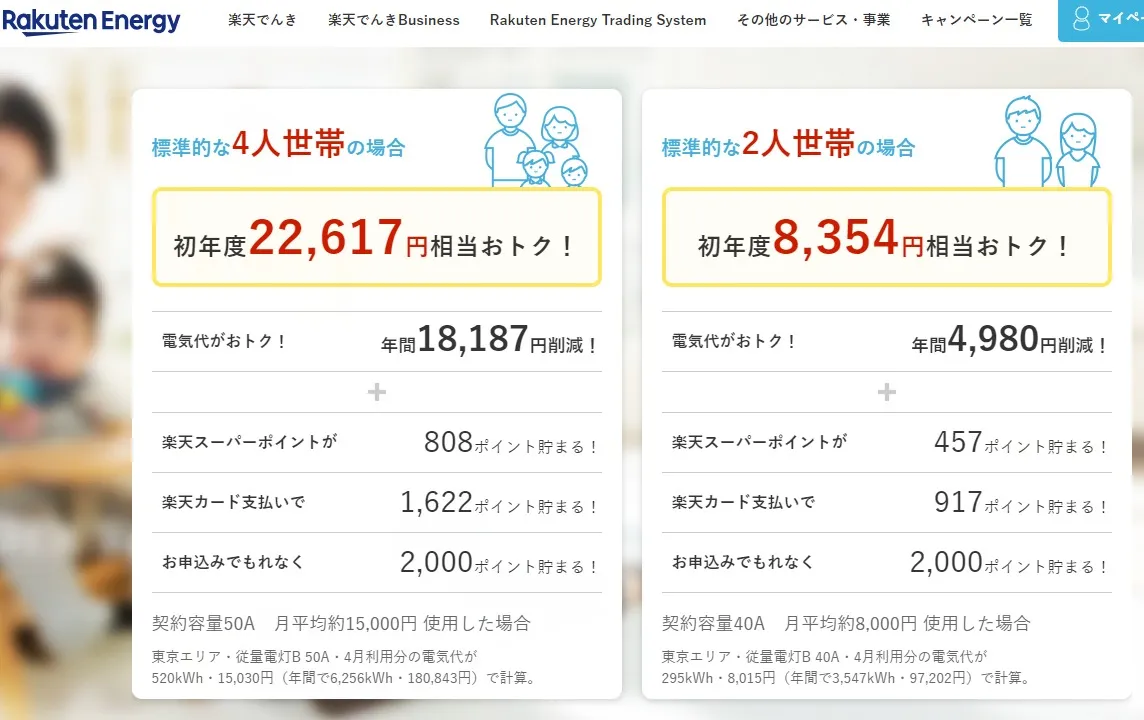 楽天でんきのサイト