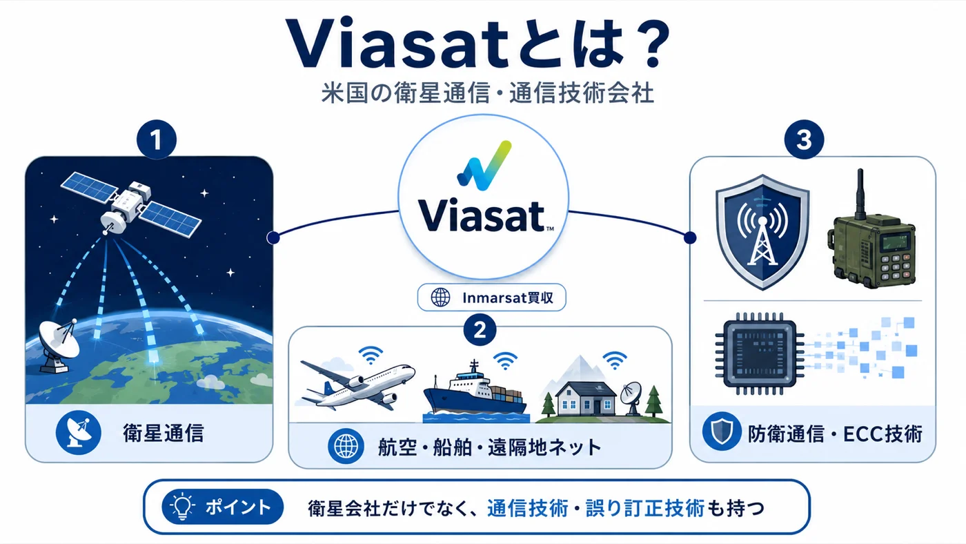 Viasatとは?米国の衛星通信・通信技術会社の解説図