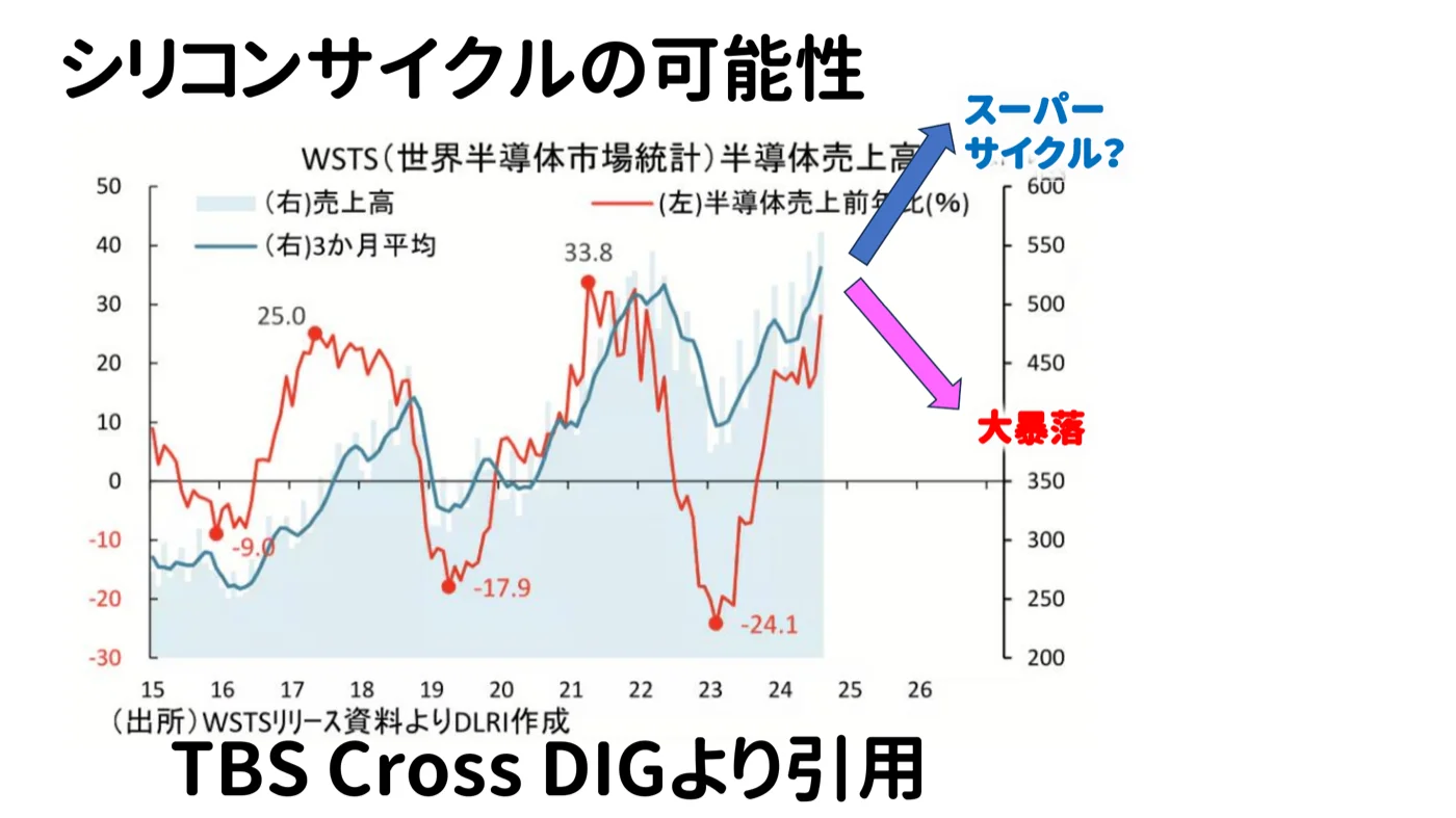 シリコンサイクルの可能性 vs スーパーサイクル（TBS Cross DIGより）